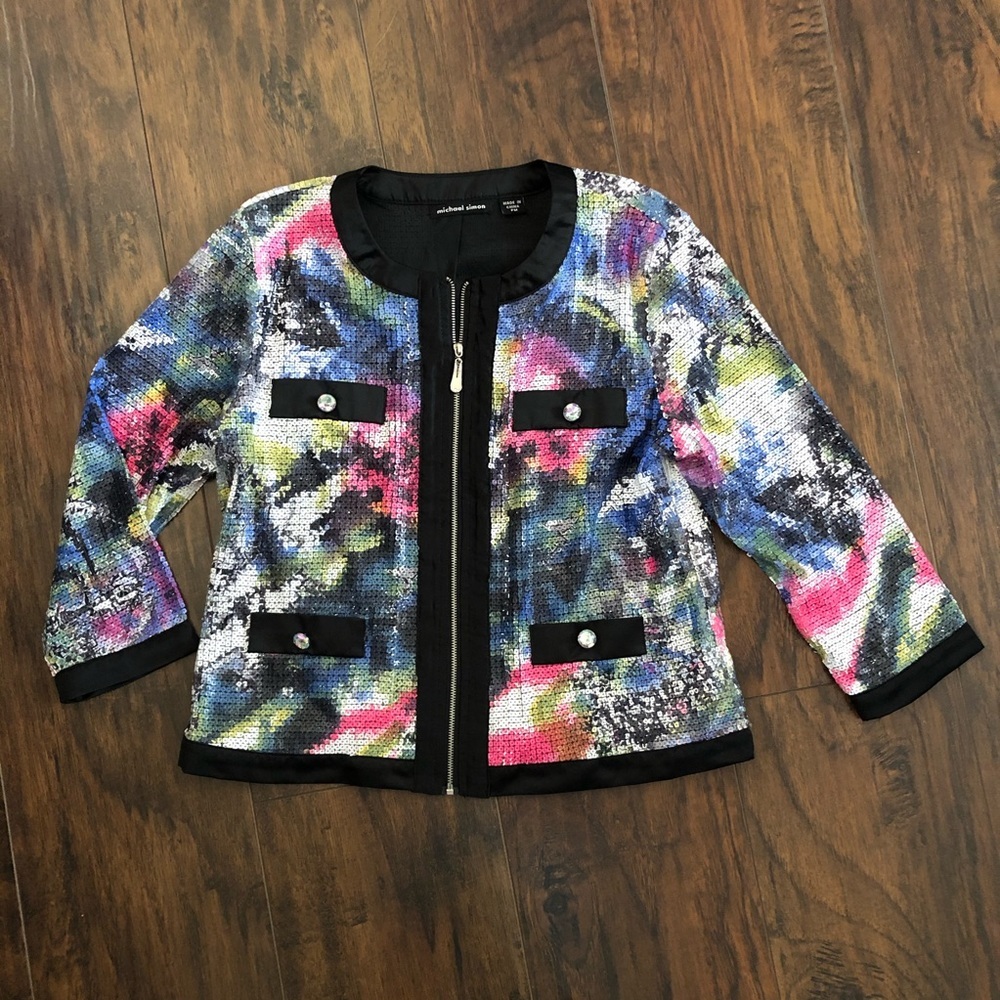 Michael Simon Multicolor Sequin Blazer Womens PM